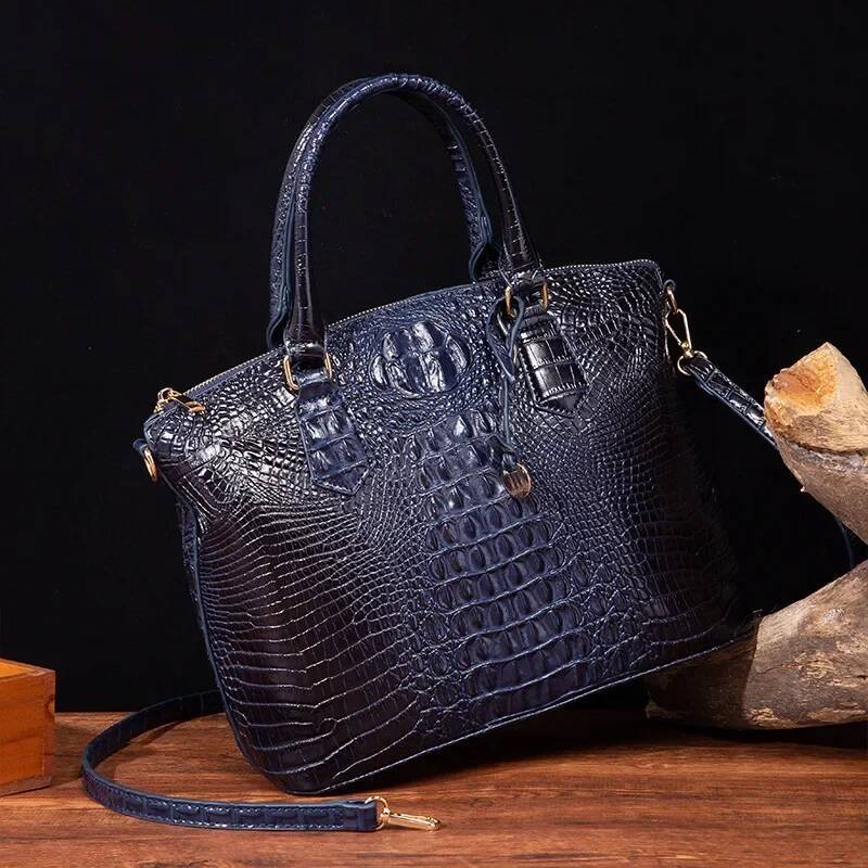 2025 New Crocodile Pattern Embossed Handbag Fashion Crossbody Bag Mixed Color Designer Women's Retro Leather Handbag Large Capacity Waterproof 2