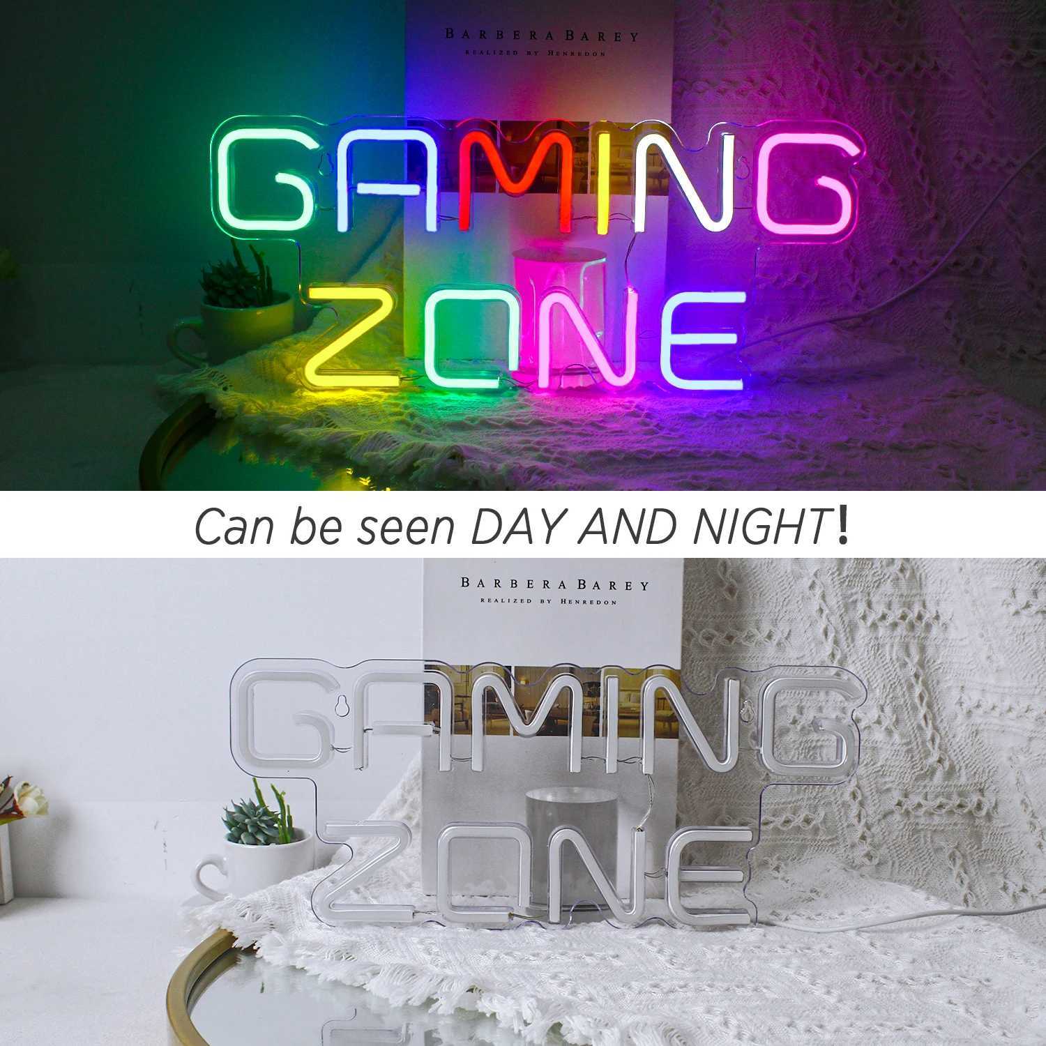 Gaming Zone Neon LED Sign for Wall Decor Game Neon Lights Signs with USB Powered for Game Room Bedroom Gifts Gamer (Multicolour) XJ250602