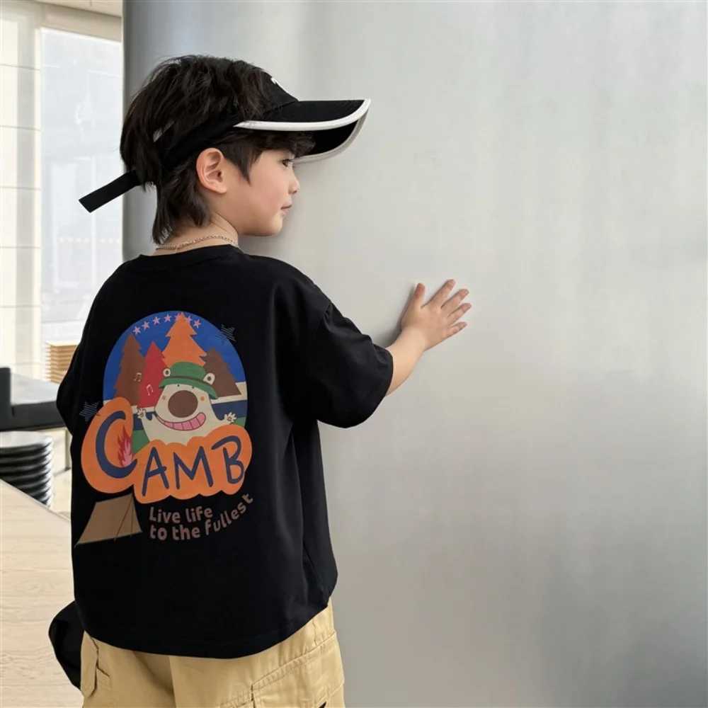 2025 new cotton short-sleeved T-shirt for boys and girls in summer breathable half-sleeved tops trendy summer clothing T250603