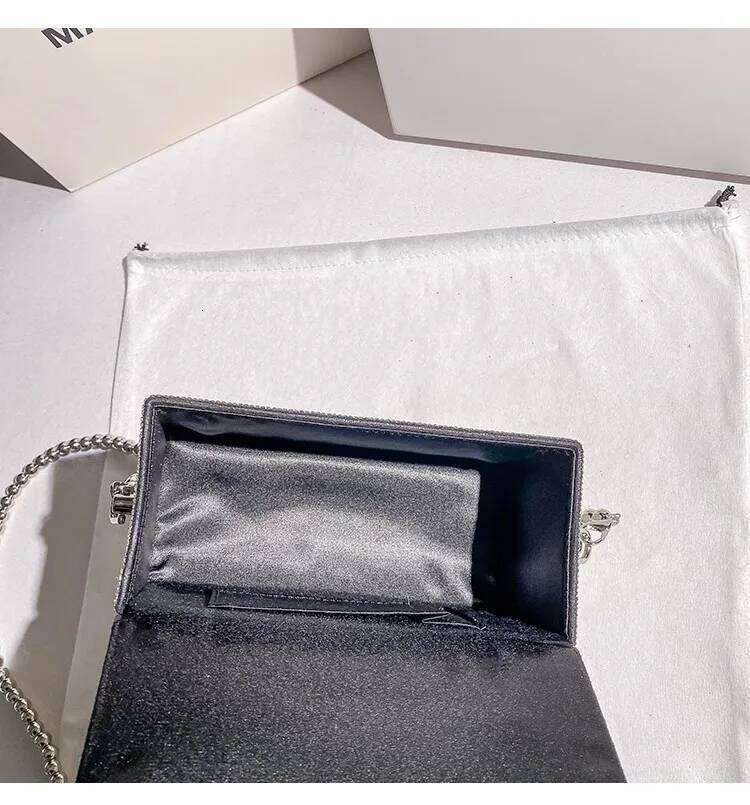 Beads Beaded Square Box Women's Handbag Glitter Rhinestones Dia Evening Wedding Party Clutch Purse Shoulder Bag