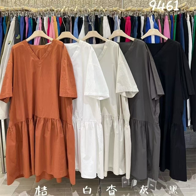 Plus Size Semi Formal Midi Dresses Casual Brown Fall Winter V Neck 34 Sleeve Flounce Organza Midi Dresses 241127