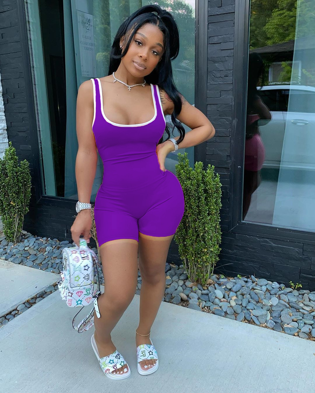 women's wear Fifteen Colors Running Volume R6296 Hot-Selling Summer Women's Short Casual Sports Jumpsuit