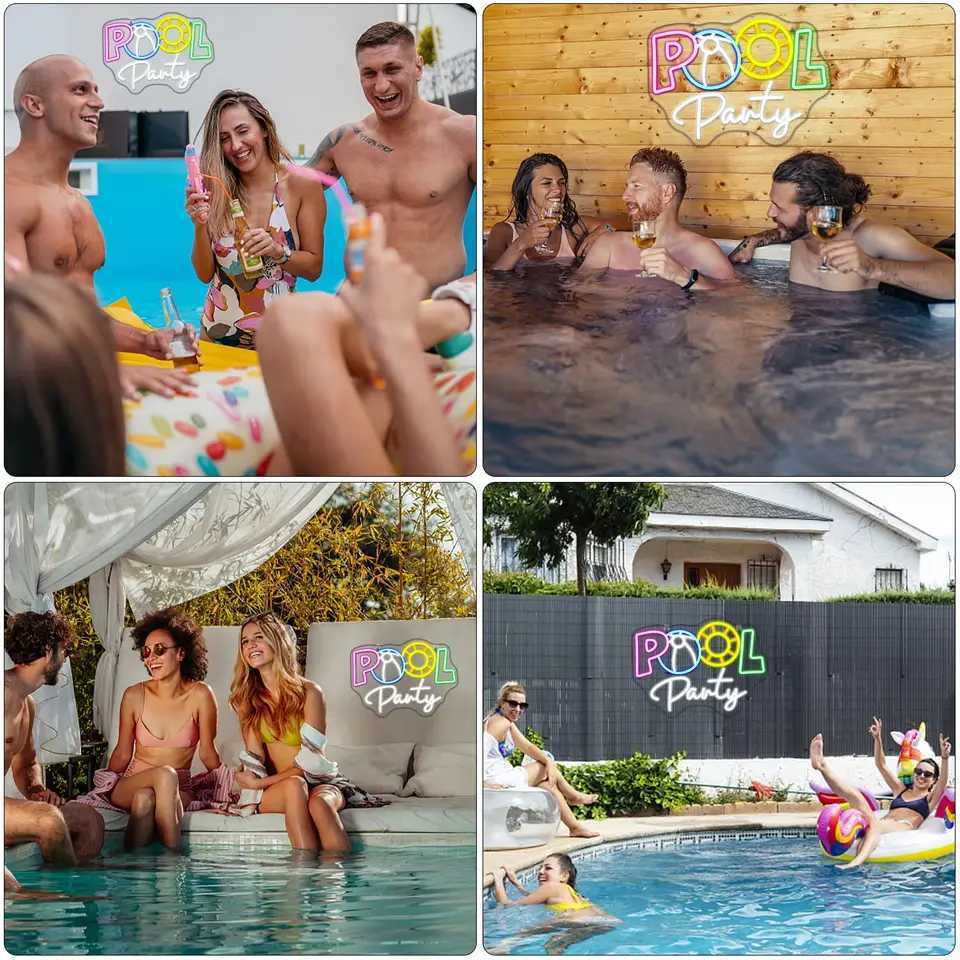 Pool Party BUSCH LIGHT Neon Sign 5V USB Powered Wall Art Hanging Decor LED Neon Light For Swimming Club Birthday Party Bar GiftsXJ250602