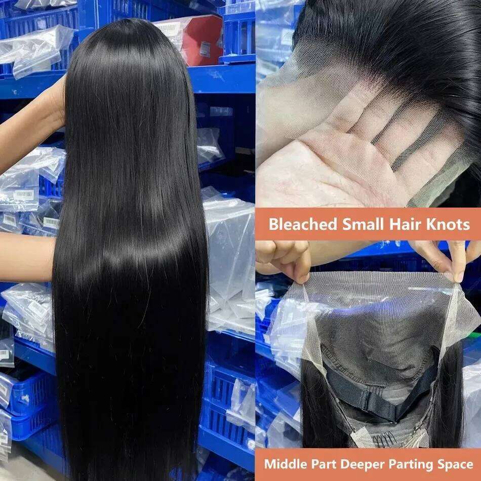 36 40 Inch Bone Straight HD Transparent 13x6 Front 200 Density 13x4 Lace Frontal Wig For Black 100 Brazilian Human Hair