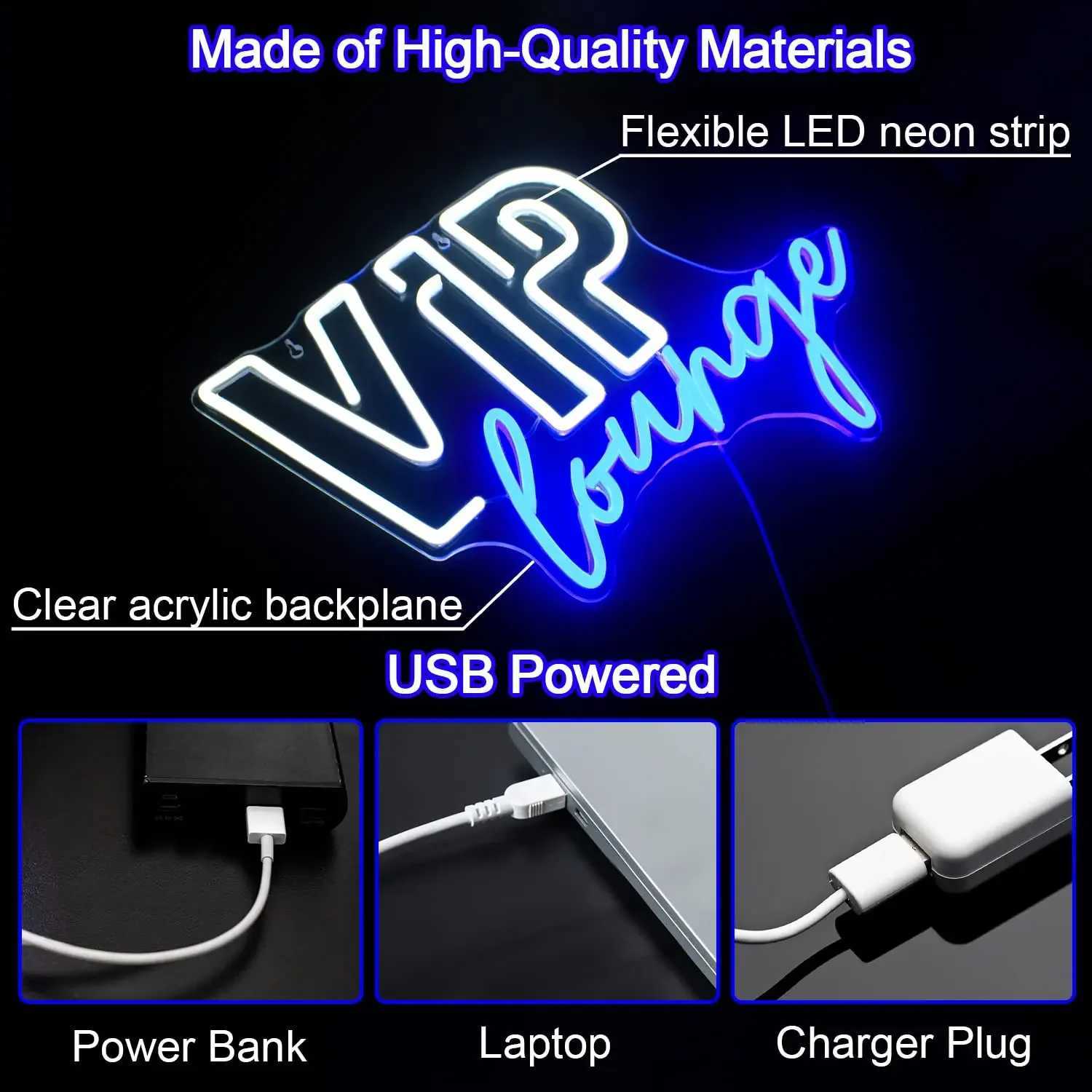 VIP Lounge Neon Light for Wall Decoration Dimmable Switch with USB Powered for Office Hotel Bar Cafe Birthday Party Mens Room XJ250602