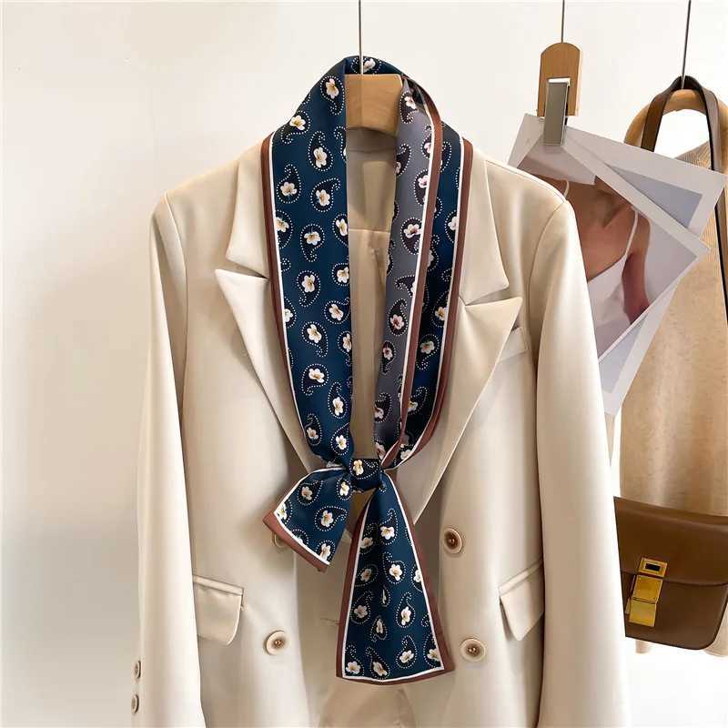 2024 New 145X12cm Long Ribbon Tie Neck Bag Decorative Women High Quality Luxury Brand Silk Scarf Headband Female Hair Band Hijab W250602