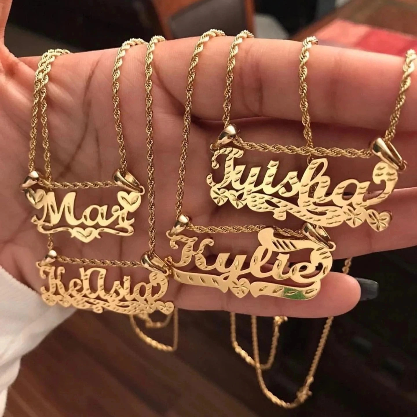 Custom Name Nameplate 18K Gold Pendent Personalized Jewelry Stainless Steel Necklaces For WomenMenChild Christmas Gift 250529