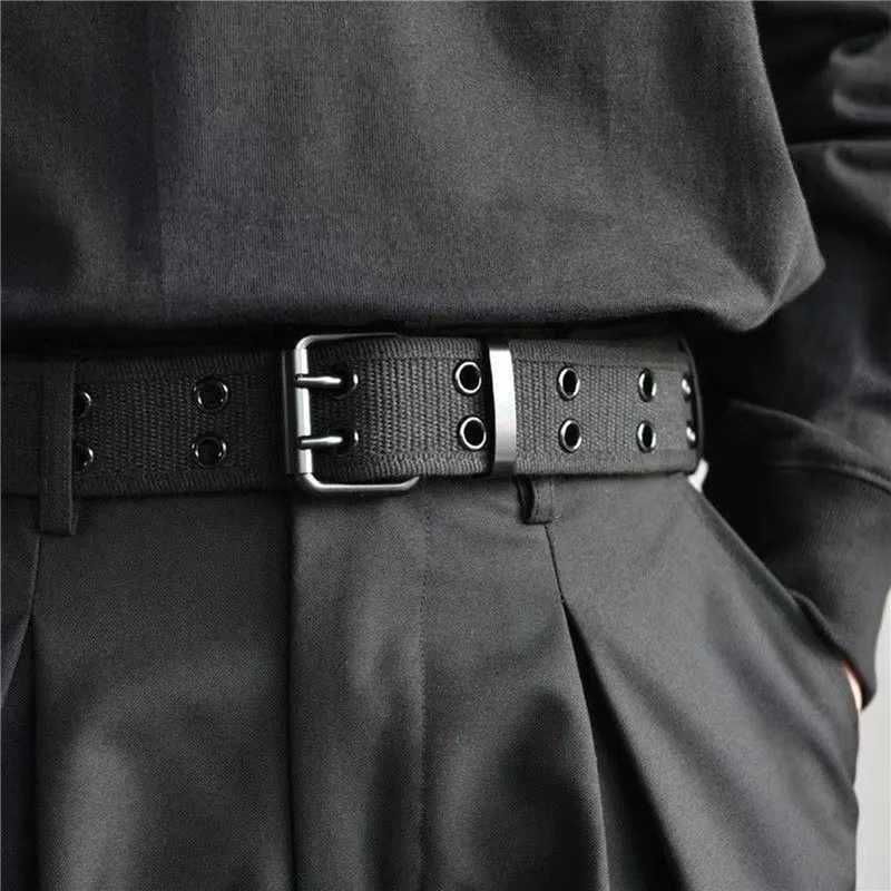 Wide Canvas Double Grommet Hole Buckle Belt Female Male Webbing Fashion Casual Designer Unisex High QualityXJ250602