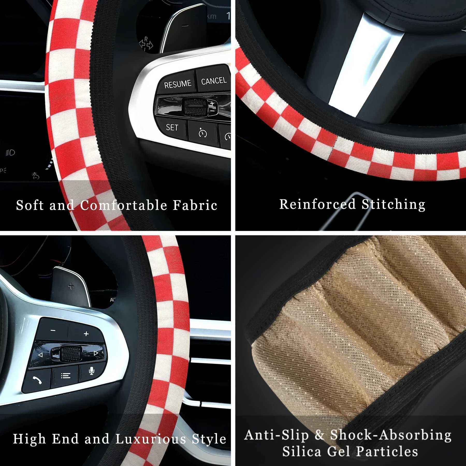 NEW Car steering wheel protective cover without inner ring fashion lattice elastic steering wheel cover breathable non-slip R250603