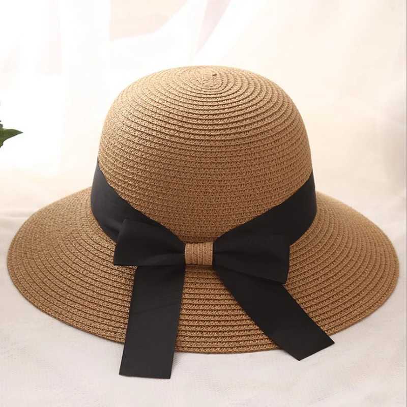 Bucket hat Panama Fashion Straw Hat Womens Summer Hats Shade Sun Protection Outdoor Beach Vacation Hat Beach cap W250602