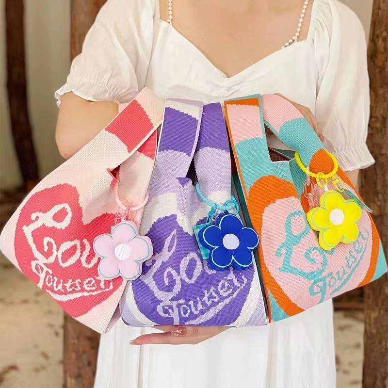 Outing Miscellaneous Tote Small Pouch Key Women's Wrist Knitted Handheld Bag