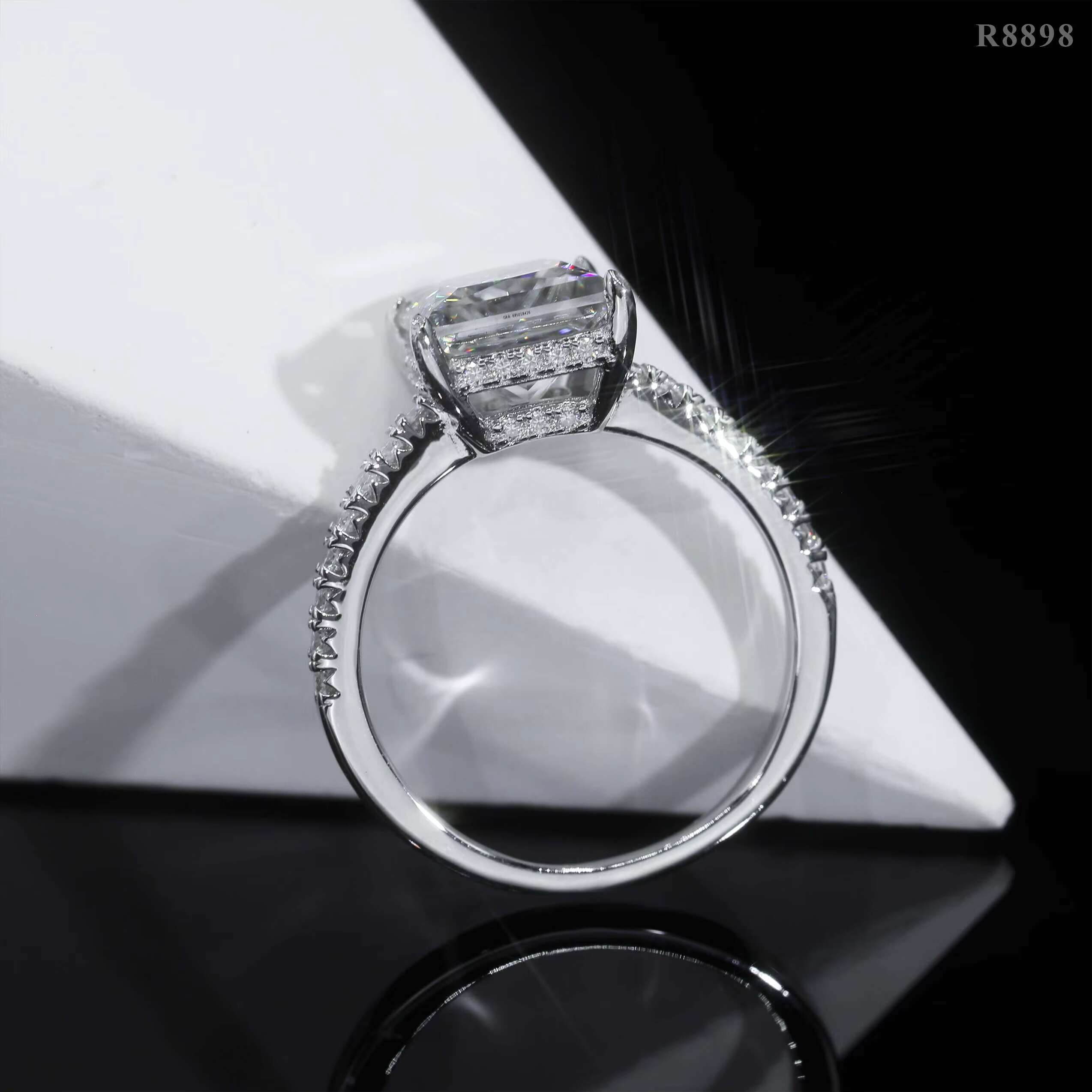 High Fashion Wedding Ring Style Pass Diamond Tester 3.3CT Princess CutCut Engagement Moissanite Ring Silver