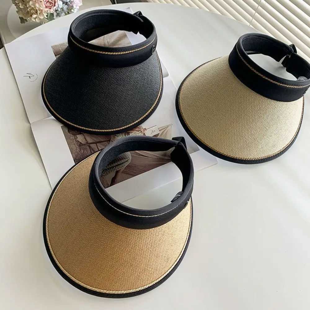 Empty Top Women Girls Visors Casual Foldable UV Protection Beach Hat Straw Cap Sun Hats Sunshade W250602
