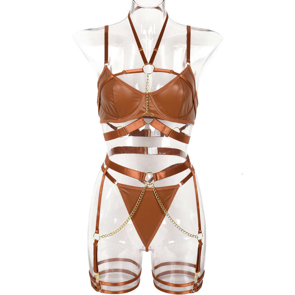 Spell Lingerie Porn Suits Soft Leather Chain Splicing Sexy Women S Lingerie Set Sexy Lingerie