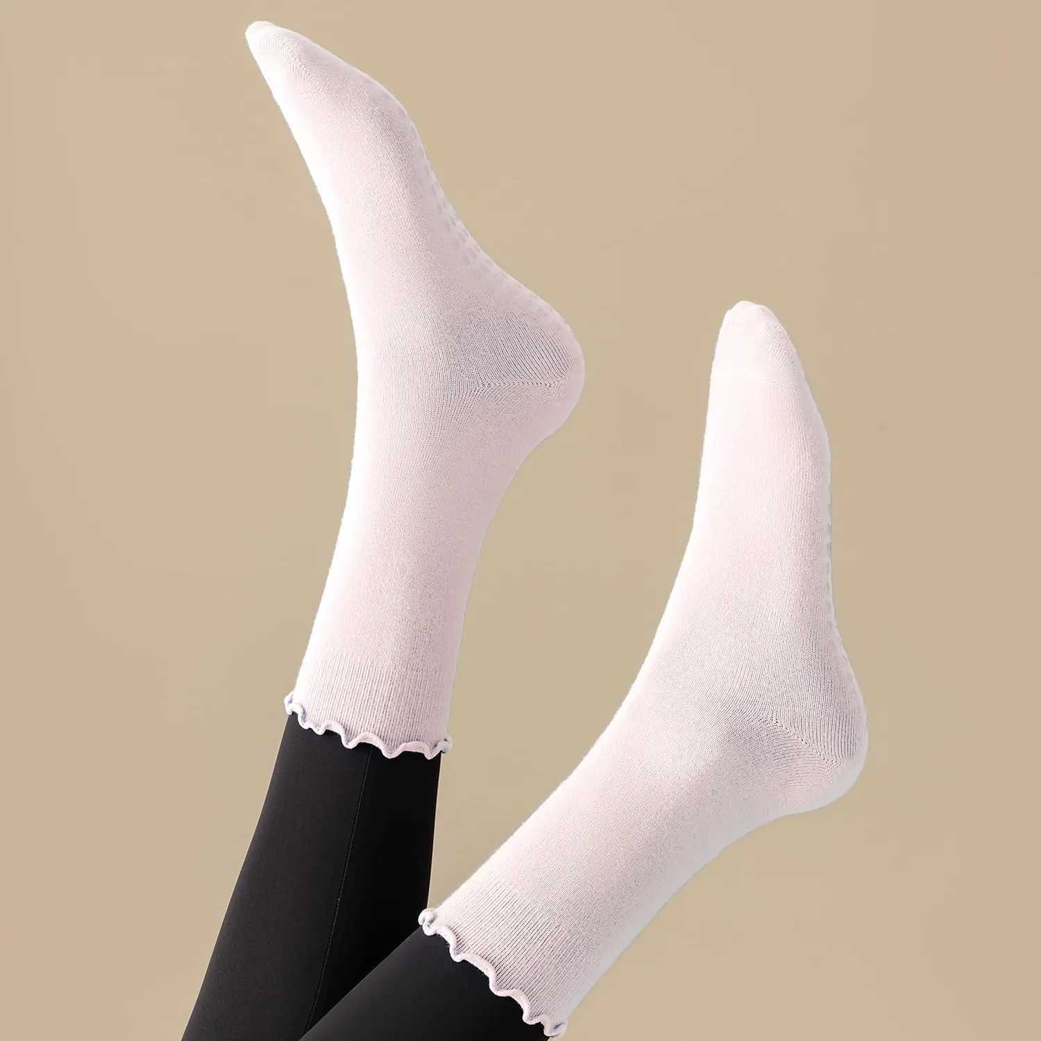 1/5 Pairs Womens yoga fitness sports non-slip boneless mid-calf socks thin Pilates combed cotton womens socks T250602