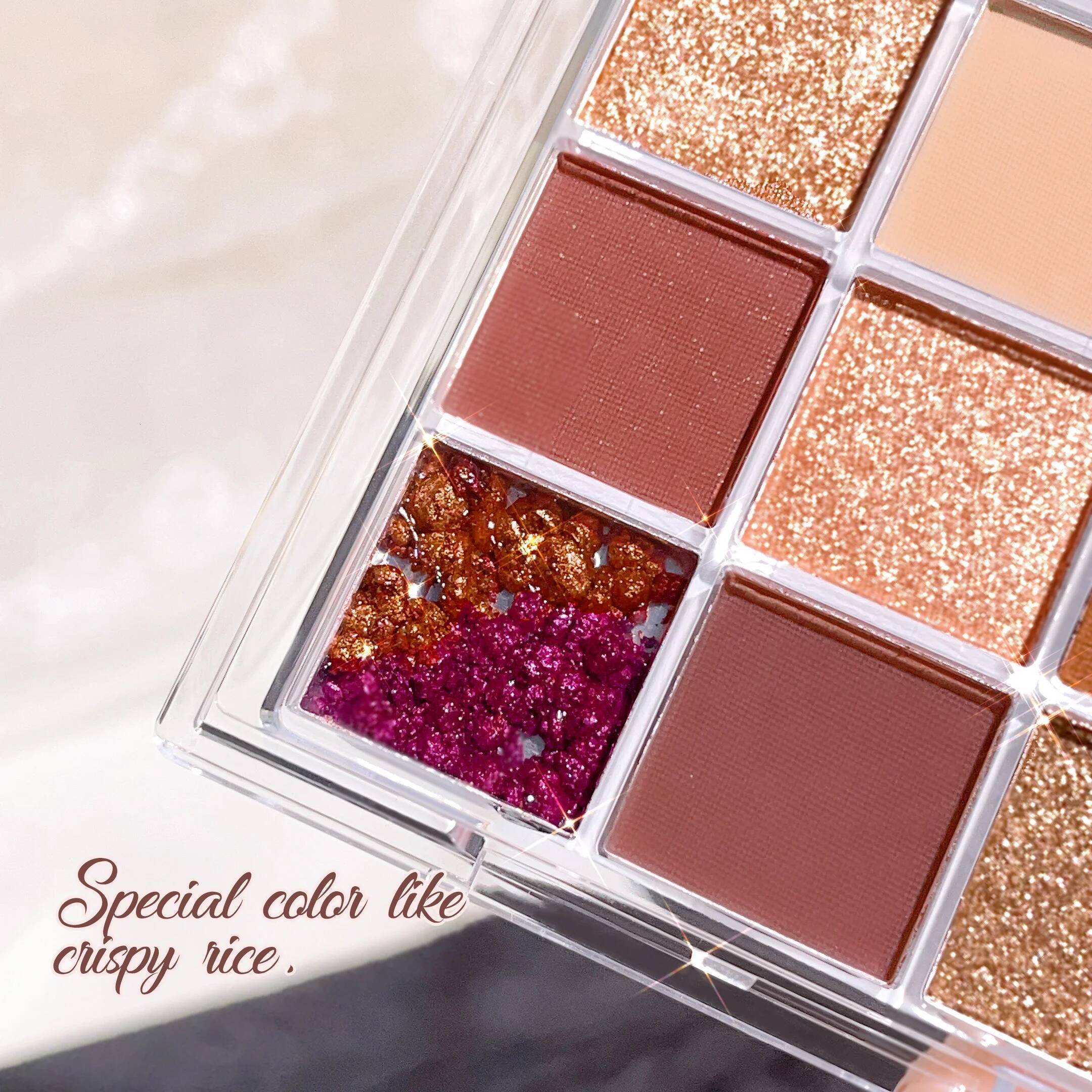 Crispy Rice Korean 9 color tray Matte Pearl waterproof long-lasting pink brown eyeshadow students