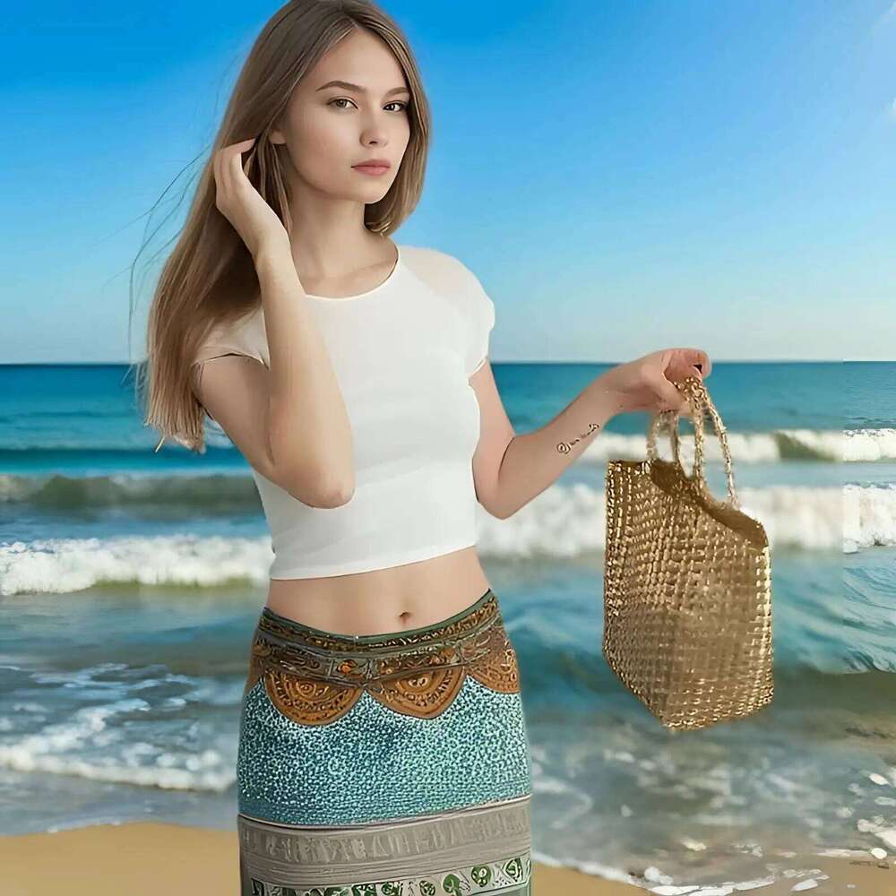 New beach bag simple and versatile solid color crossbody bag pure polyester woven bag hand woven women's bag