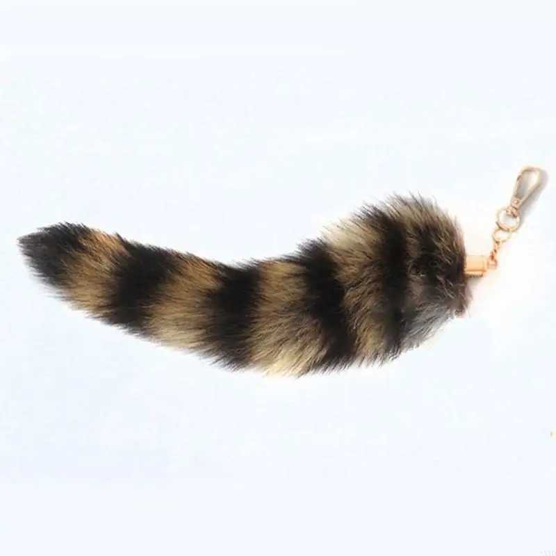 AXYD Raccoon Tail Key-Ring Tails Chain Keychain Animal Keyring XJ250602