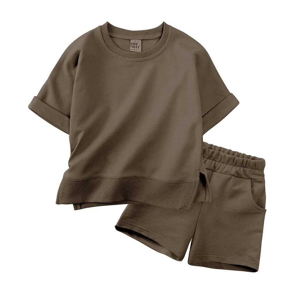 Kids Baby Boy Girl Summer Sport Clothes Toddler Solid Cotton Casual Crewneck Short Sleeve T-Shirt+Shorts Children Casual Outfits T250603