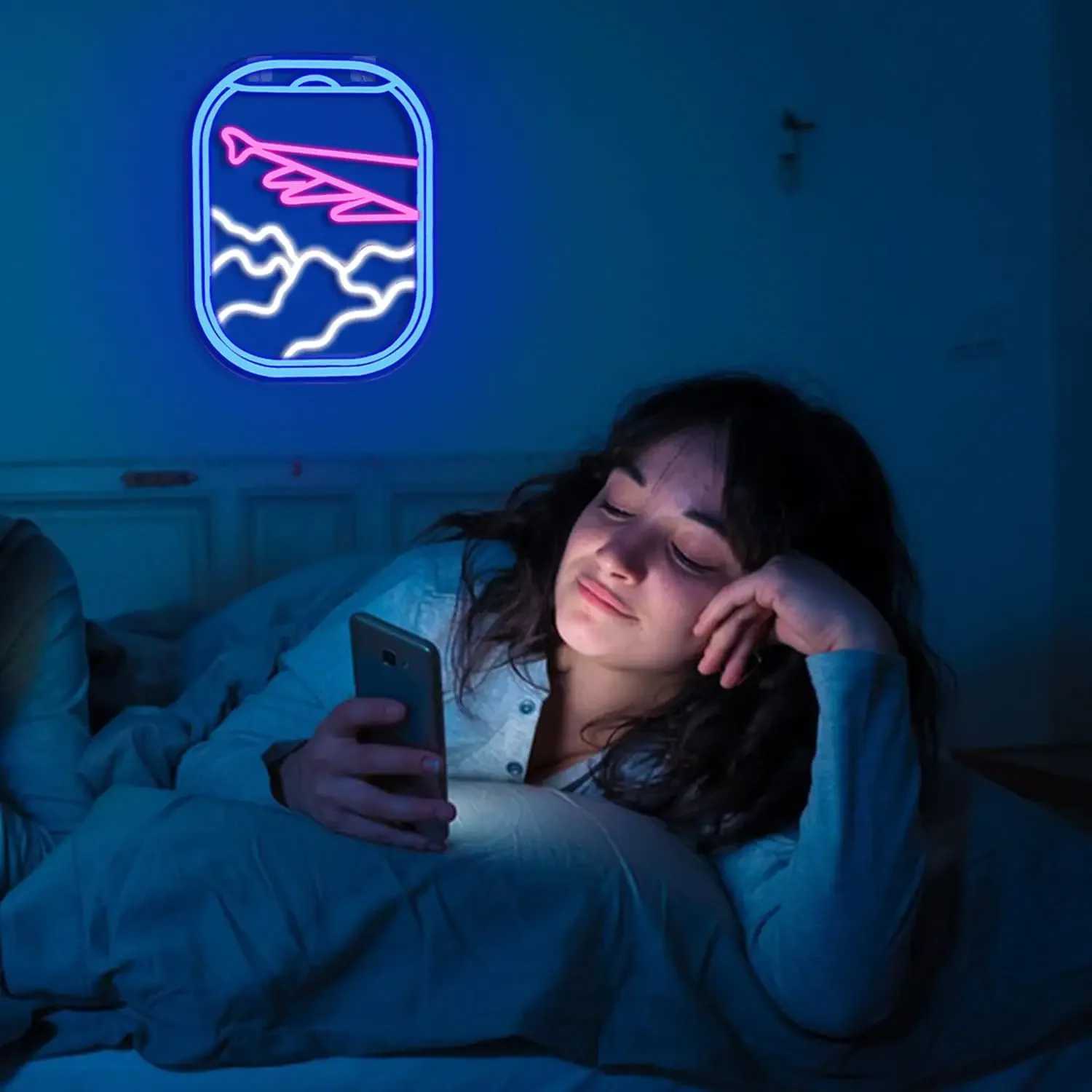 Airplane Window View Neon Signs LED Clouds Neon Light For Wall Decor Bedroom Living Room Game Room Office Shop Wall Art Decor XJ250602