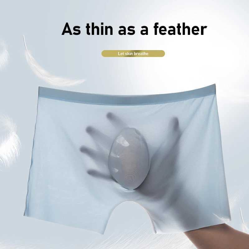 3Pcs/Lot Mens Summer Ultra-thin Boxers Briefs Ice Silk Seamless Underwear Sexy Lingerie Underpants Shorts Breathable Panties W250603