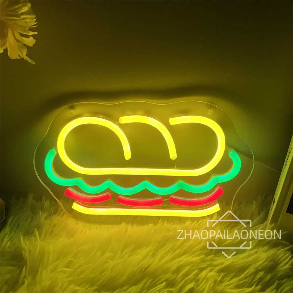Signs Sand Neon Fast Food Neon Light Sign Restaurant Wall Decoration USB Neon Home Decor Shop Sign LED Lamp for Room Decor XJ250602