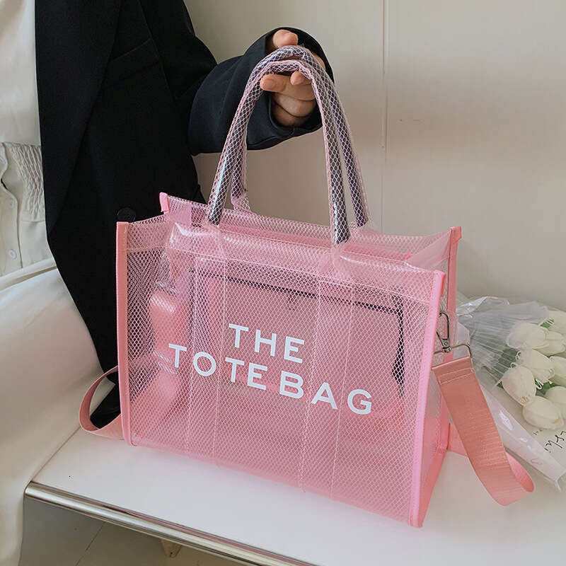 2023 New Fashion Women's Transparent PVC Jelly Dot Pattern Extra Large Hip - hop/Rock Style Crossbody Tote Bag for Home