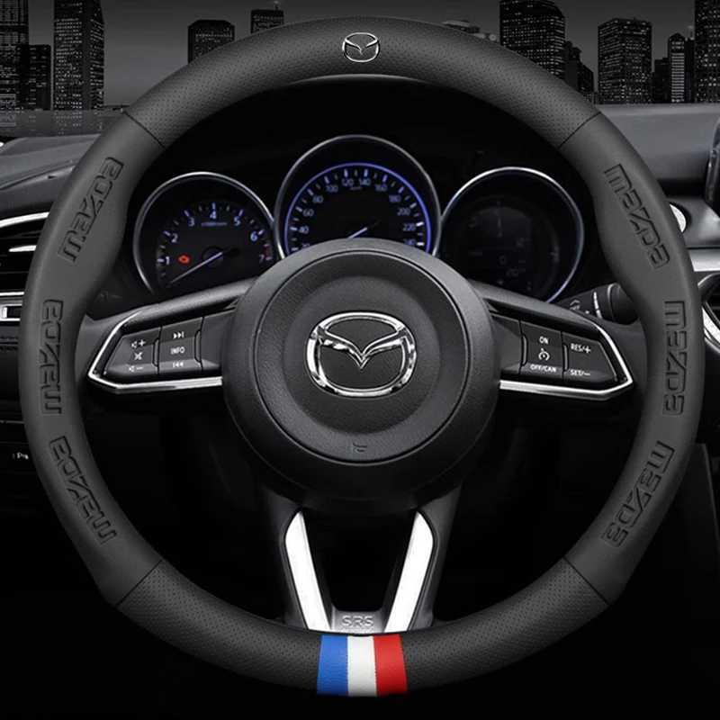 Leathe Car Steering Wheel Cover For Mazda 3 5 6 SKYACTIV Axela Atenza CX30 CX5 CX8 CX9 MX5 RX8 RX7 BT50 Accessories R250603