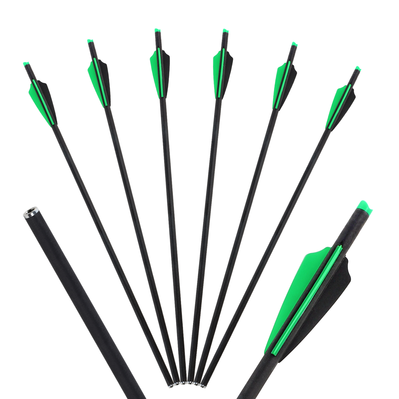 Crossbow Bolts without Arrow Tips 20 inch Carbon Crossbow Arrows Hunting Arrows for Crossbow Arrows Half-Moon Nocks Archery Arrow (Pack of 6)