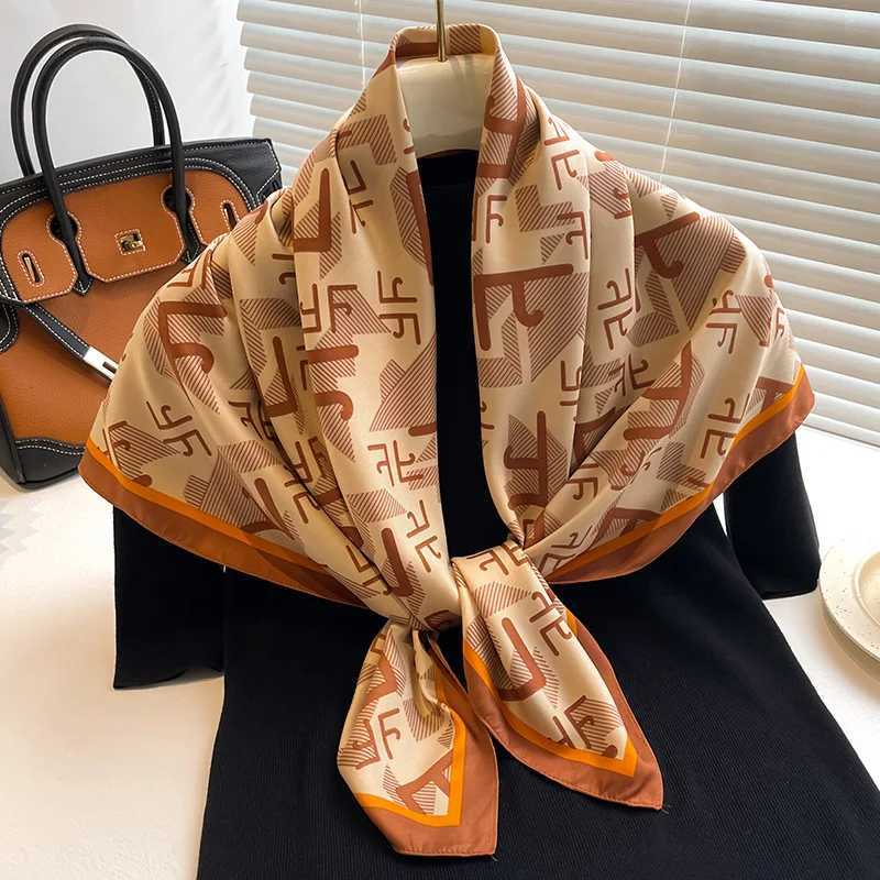 Luxury Design 90X90cm Silk Scarf Square Scarves Women Large Bandana Foulard Ribbon Hairband Headband Travel Neckerchief Wraps W250602