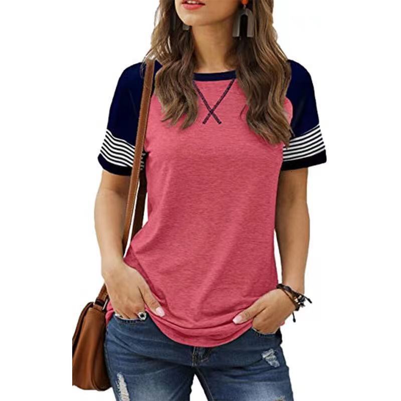 women's wear Women's New Patchwork Gradient Short Sleeve Ladies Casual T-Shirt