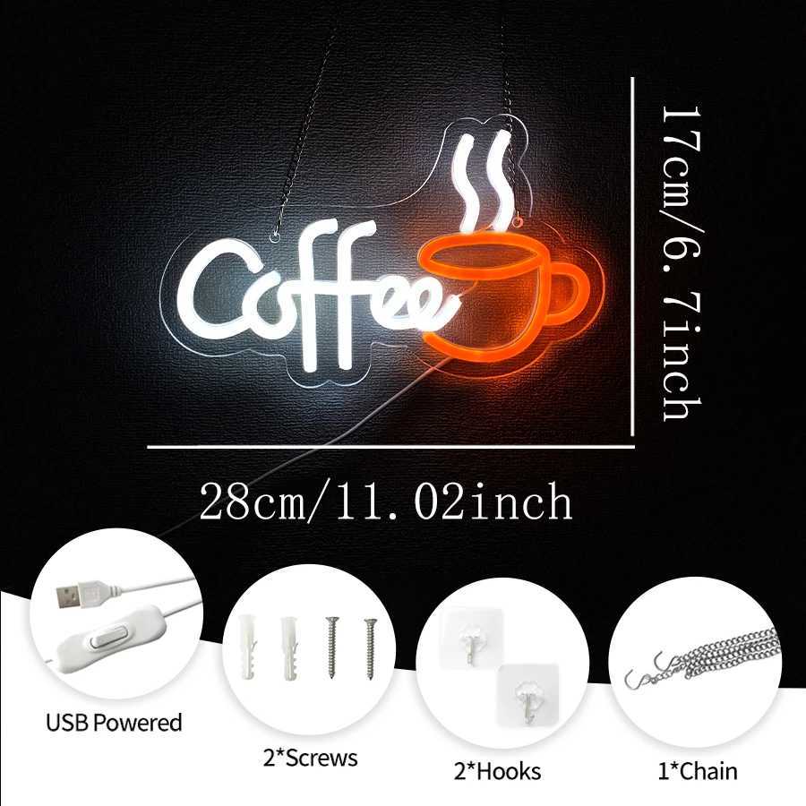 Coffee Neon Sign Coffee Cup LED Sign with USB Power Supply Light Suitable for Coffee Shop Business Decor Coffee Lovers Gifts. XJ250602