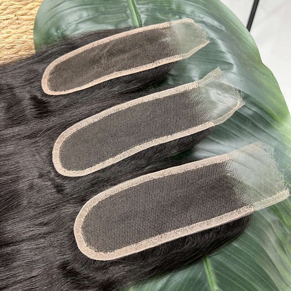 Yaki Straight 2x6 Real HD Closure Human Middle Part Bleached Knots Invisible Lace #1B Natural Color Raw Virgin Hair