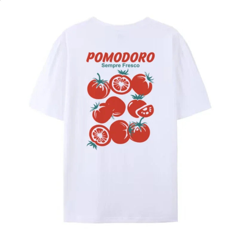 Vintage Tomato Graphic Tees Italian Pomodoro Shirt Cute Aesthetic Vegetable T-Shirts Women Summer Cottagecore Streetwear Tops 250529