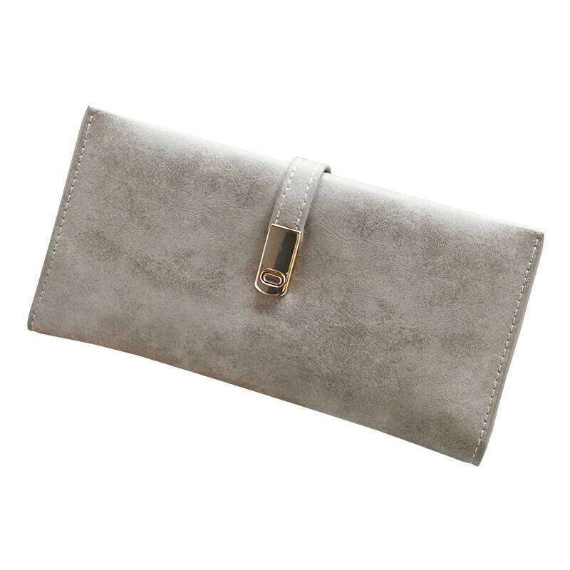 Long purse women Europe and the United States retro frosted magnetic buckle women's folding bag multi-card card can be expanded