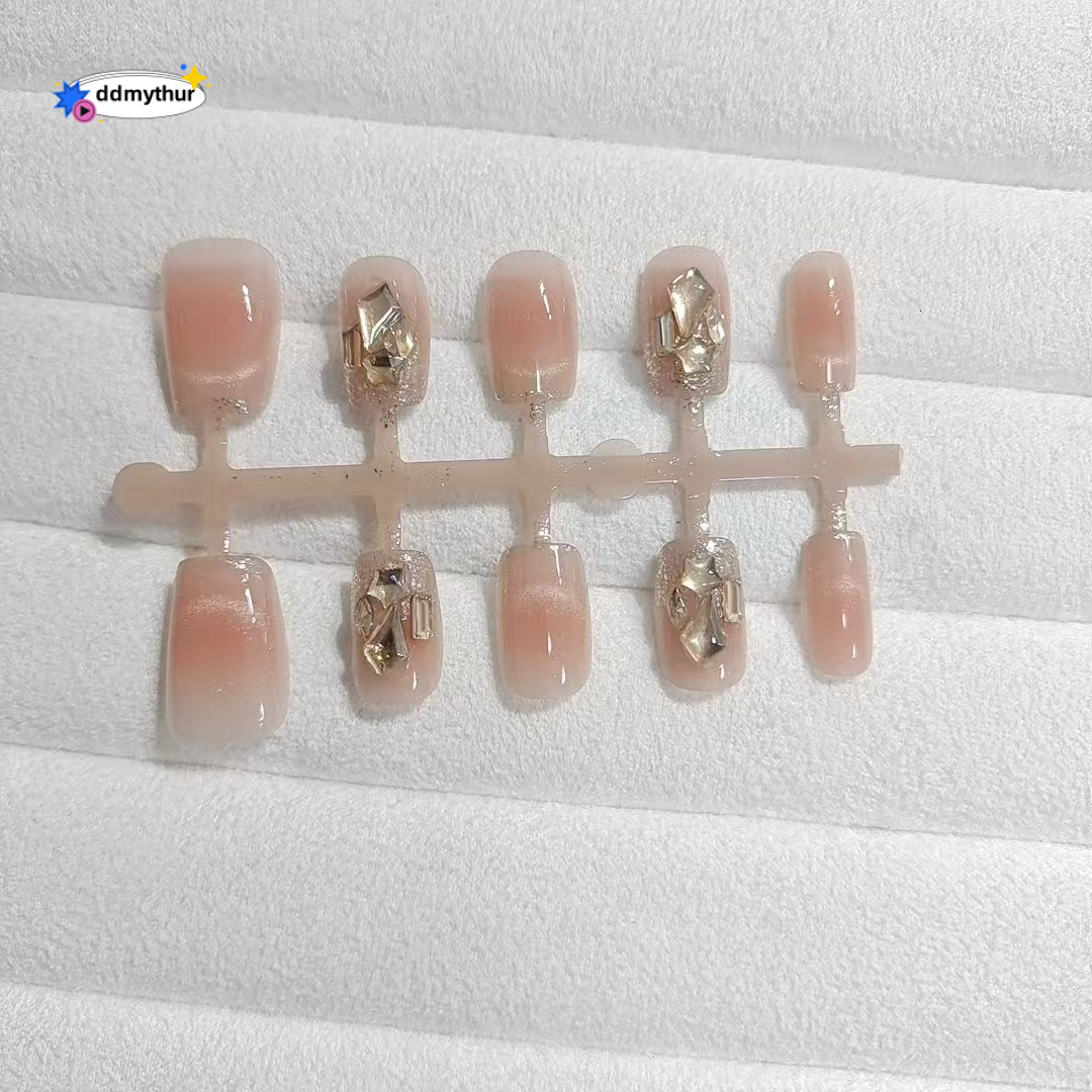 Wearable Nails 10 Pieces S198 Senna Dusk Ladder/Short Short Ladder Pure Desire Gentle Cat Eye Laser Drill Nail Art Finished Products ddmythur
