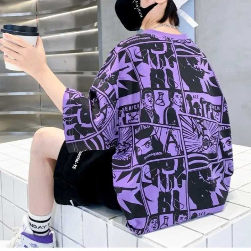 All Over Print Cartoon Graphic T Shirts Boys Summer Kids Tees Casual Cotton Top Streetwear Trendy Korean Childrens Clothes 2025 T250603