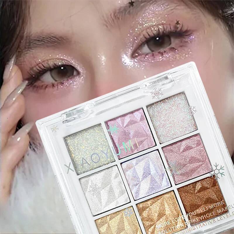 Nine-color eyeshadow palette Pearlescent fine glitter lasting color highlight eye highlights