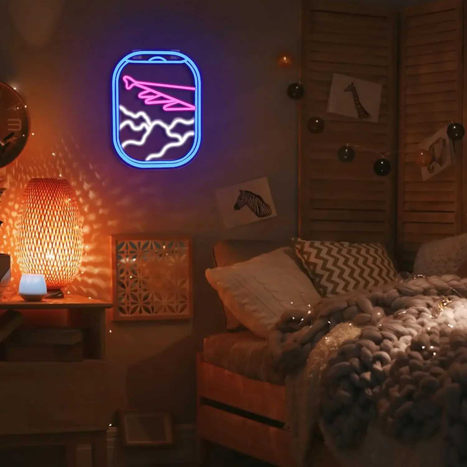 Airplane Window View Neon Signs LED Clouds Neon Light For Wall Decor Bedroom Living Room Game Room Office Shop Wall Art Decor XJ250602