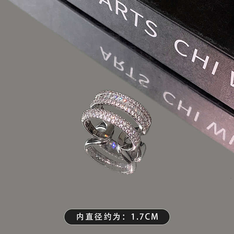 Double Layer Micro Paved Zircon for Women, Niche Fashion Light Luxury Design, Stackable Index Finger Ring, Full Diamond High-end Ring