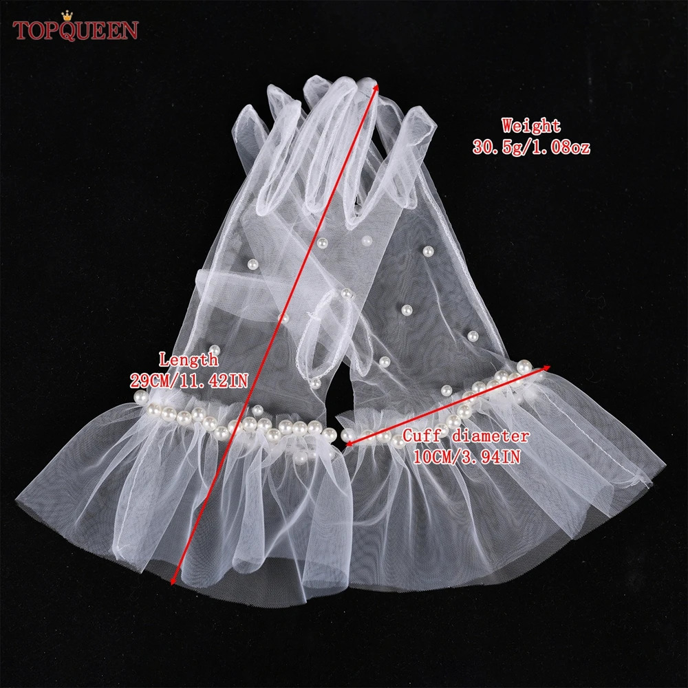 TOPQUEEN VM41A Elegant Pearls Bride Glove Vintage Wedding Gloves Elbow Length Finger Wedding Accessories Lady Bridal DIY Gloves 250530