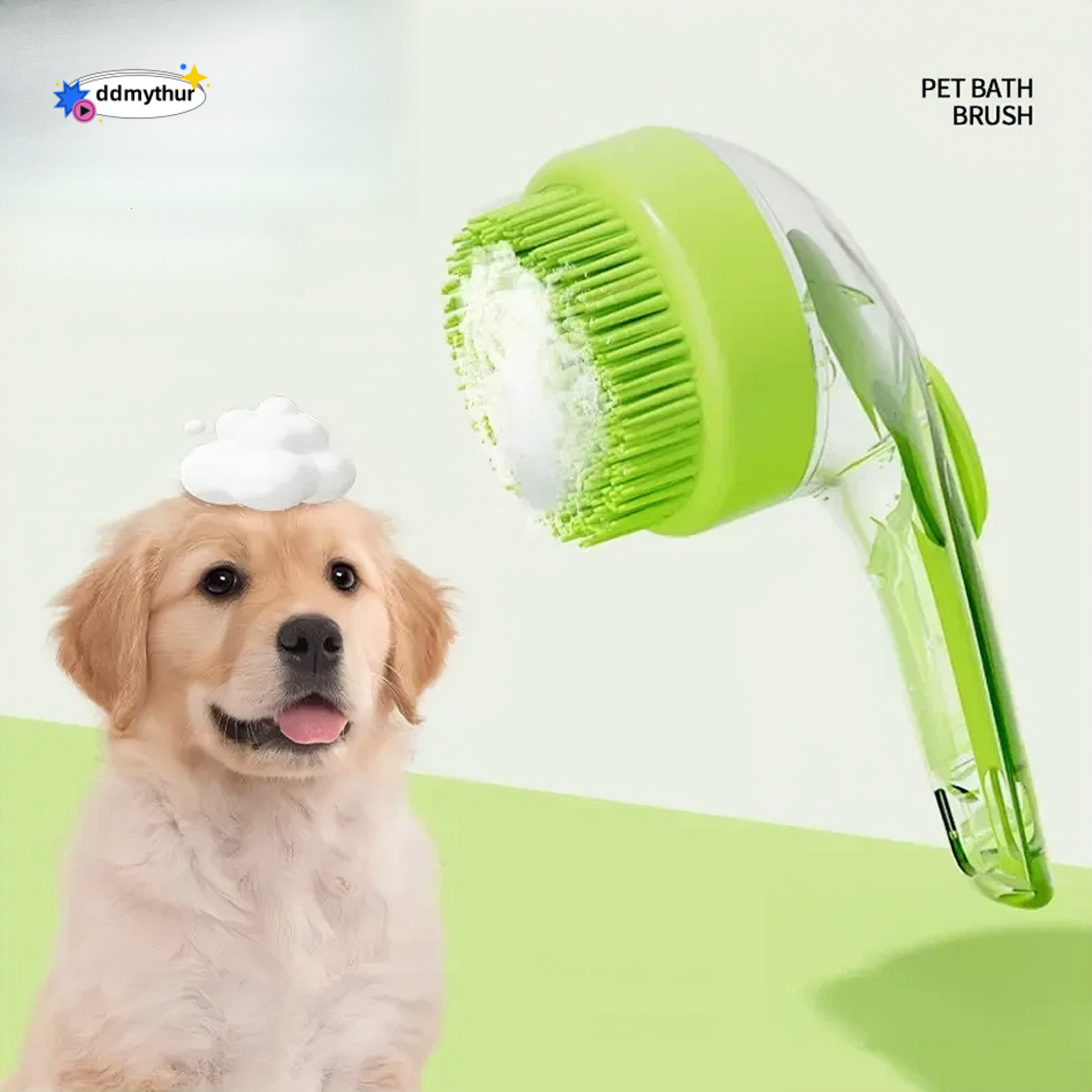 Long Handle Bathing for Dogs and Cats, Pet Grooming Brush, Scratcher, Refillable Head Cleaning Massage Shampoo Brush ddmythur