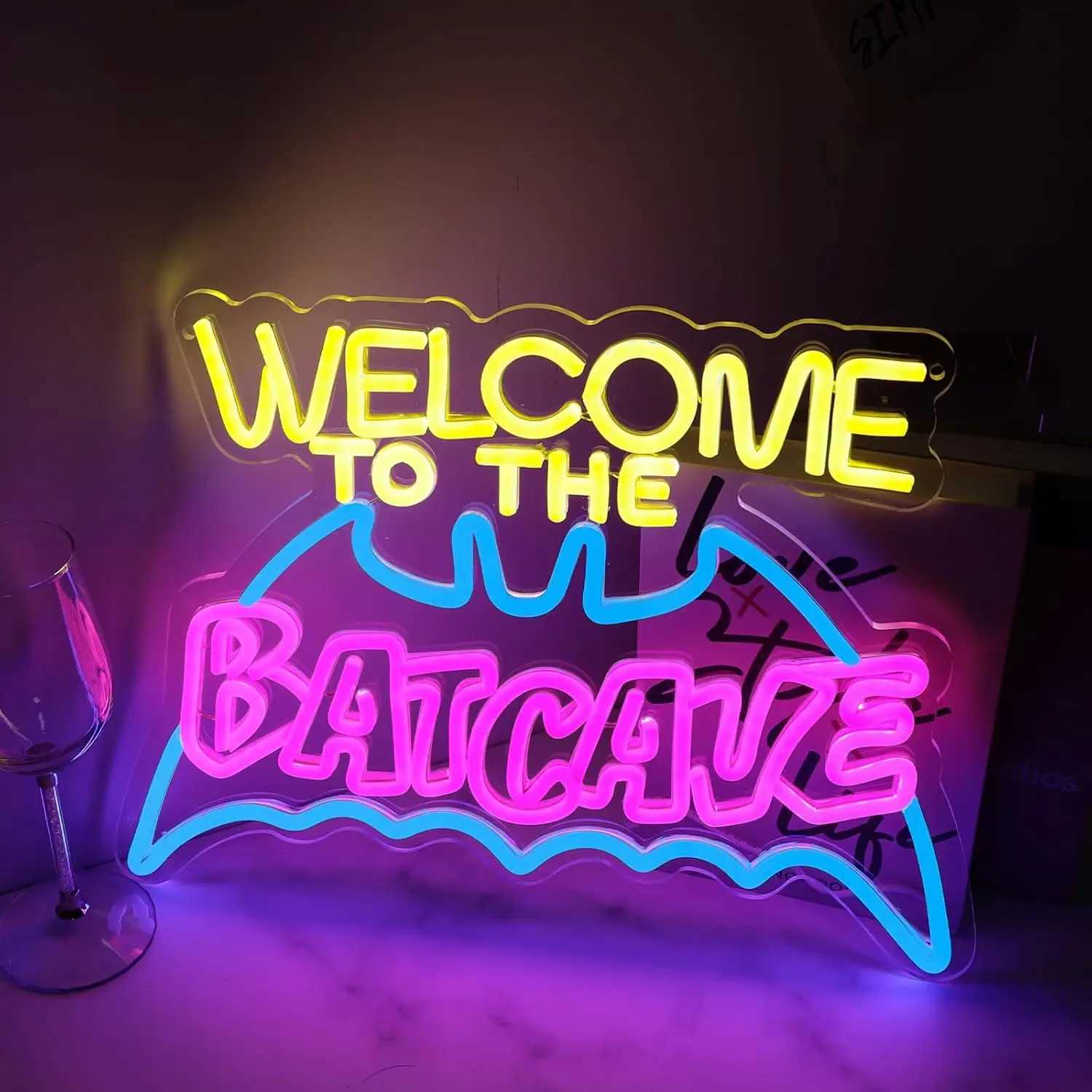 Bat Cave Neon Light Sign Dimmable LED Neon Sign For Wall Decor Party Club Bar Man Cave Funny Bedroom Decor Halloween Art Gift XJ250602