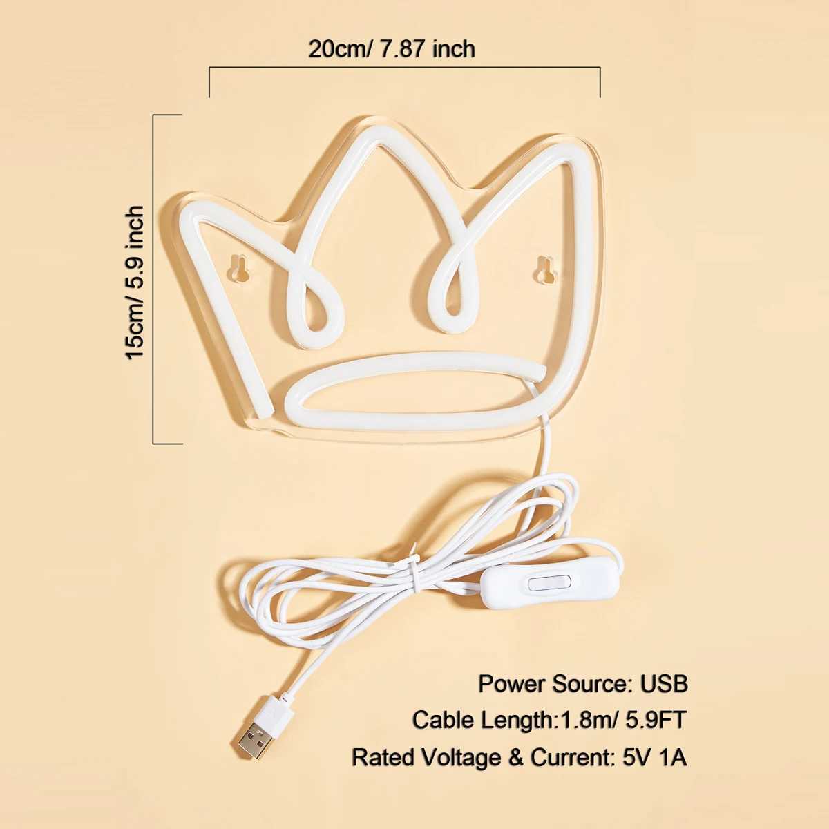 Chi-buy LED Neon Crown USB Powered Neon Signs Night Light 3D Wall Art Game Room Bedroom Living Room Decor Lamp Signs XJ250602