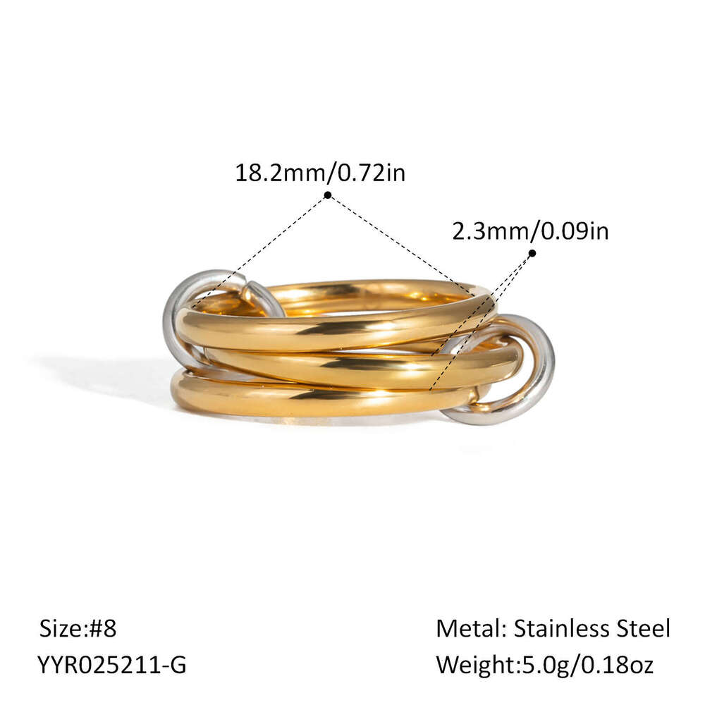 Hot Selling Stackable Plain Band Interlocking Personality Design Elegant Rings Non-Fading Stainless Steel Jewelry