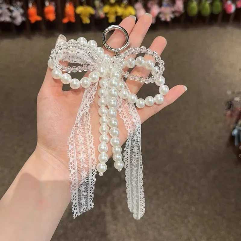 2025 New Korean Sweet Pearl Bow Keychain Heart Pendant Keyring Y2K Aesthetic Key Holder for Girls Bag Pendant Accessories XJ250602