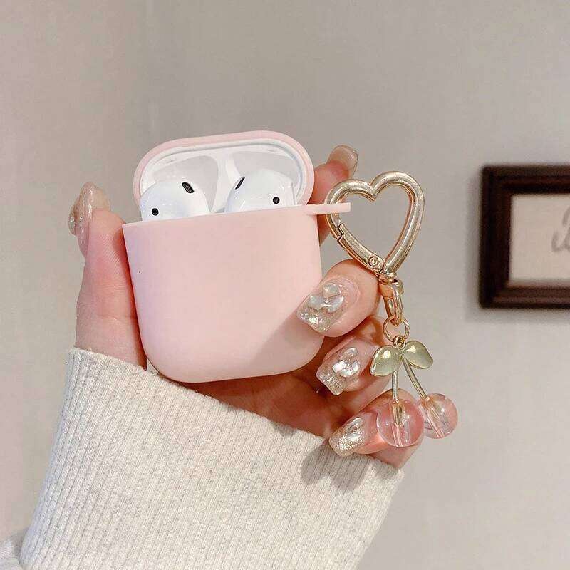Red Cherry Heart Pendant Earphone Case Pro2 Pro 2nd Soft Silicone Protection Cover for AirPod 1 2 3 4 New Keychain