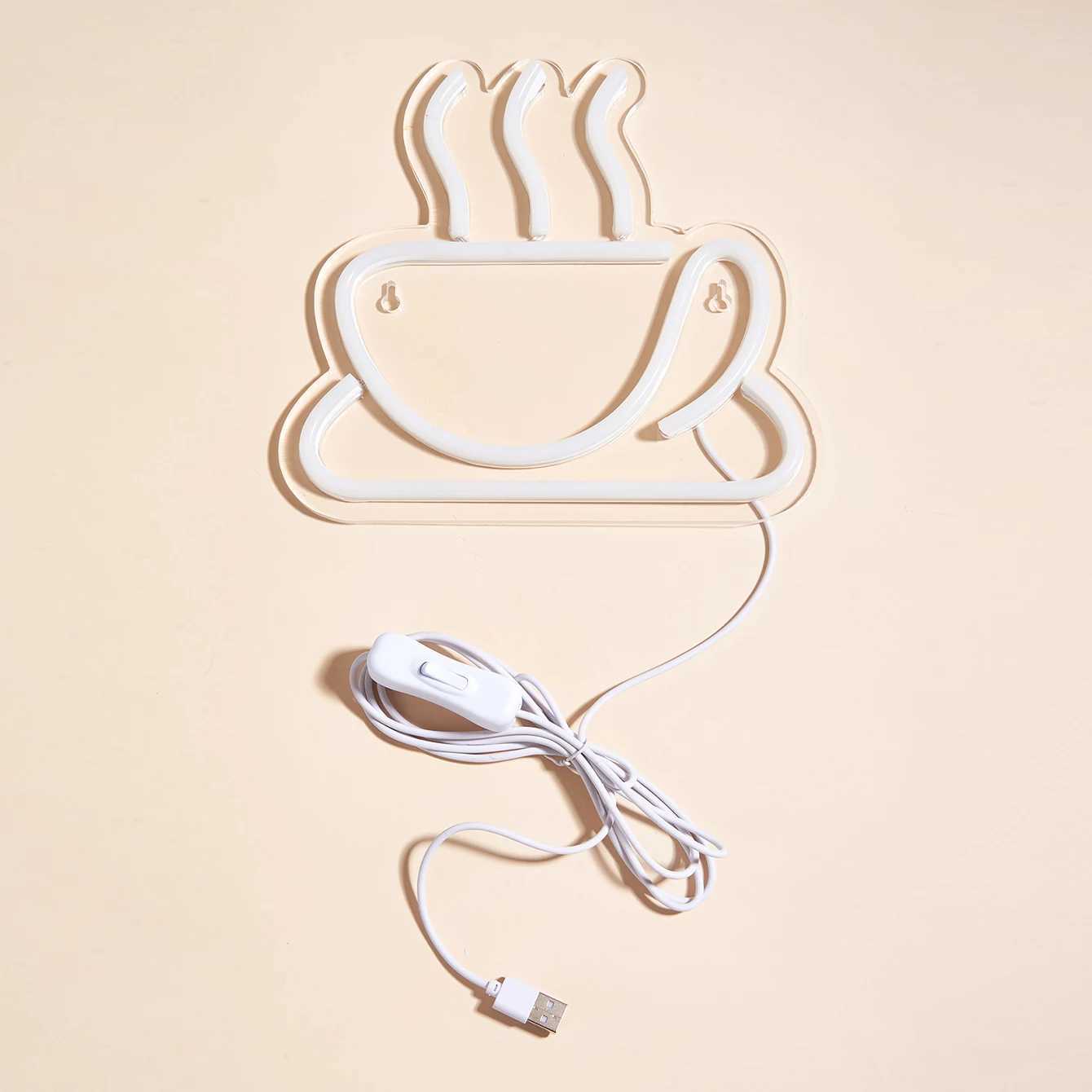 Chi-buy LED Neon Coffee Cup USB Powered Neon Signs Night Light 3D Wall Art Game Room Bedroom Living Room Decor Lamp Signs XJ250602