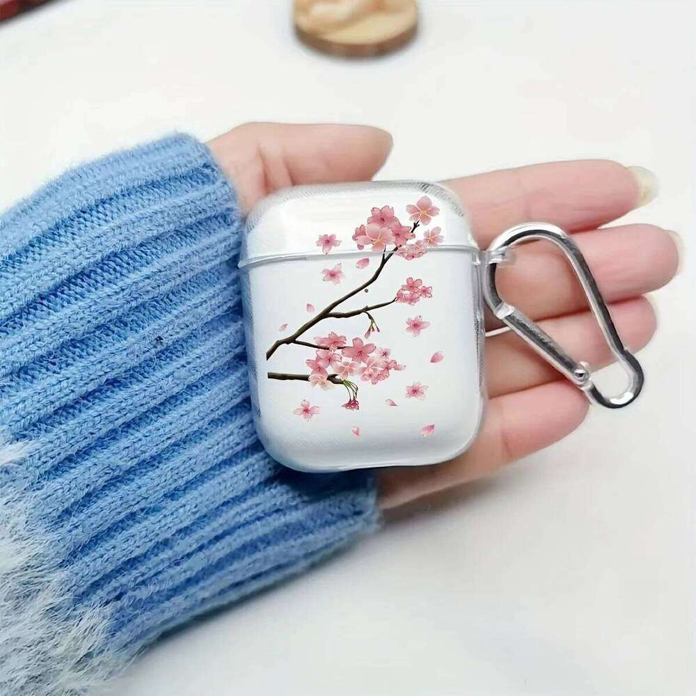 Fashion Cherry Blossoms Pro/Pro2 TPU Clear Soft Protective Cover For 3/4 Protector With Keychain Case