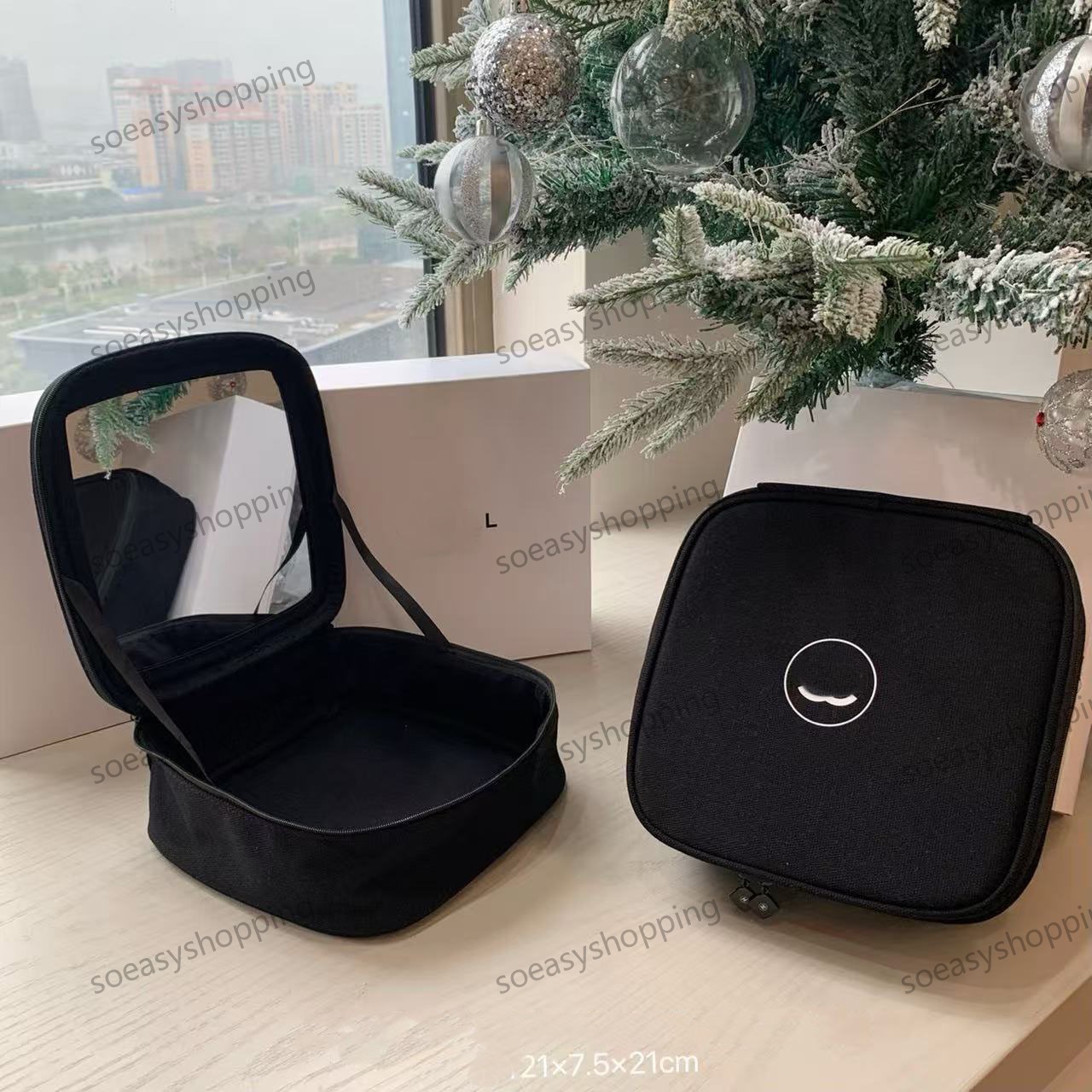 Designer Canvas Makeup Bag With Mirror Wash Bag Large Storage Bag With Gift Box Travel Bags Christmas Gift